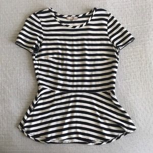 Back and white striped peplum top